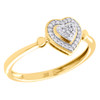 10K Yellow Gold Pave Diamond Tiered Heart Right Hand Cocktail Ring 0.10 CT.