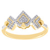 10K Yellow Gold Cluster Diamond Triple Triangle Right Hand Fashion Ring 0.17 CT.