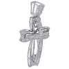 Mens 925 Sterling Silver Natural Diamond Cross Pendant Dome Design Charm .25 Ct.