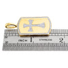 10K Yellow Gold Genuine Diamond Cross Centered Dog Tag Charm Pendant 0.33 Ct.