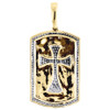 10K Yellow Gold Genuine Diamond Cross Centered Dog Tag Charm Pendant 0.33 Ct.