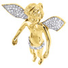 Diamond Angel Pendant 10K Yellow Gold Round Pave Charm 0.50 CT.