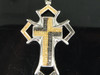 Mens .925 Sterling Silver .55 ct. Yellow/Black Diamond Cross Jesus Charm Pendant