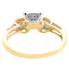 10K Yellow Gold Diamond Double Heart Square Right Hand Cocktail Ring 0.10 CT.