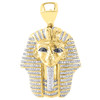 10K Yellow Gold Round Genuine Diamond Egyptian Pharaoh Pendant Charm 1.25 Ct.