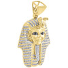 10K Yellow Gold Round Genuine Diamond Egyptian Pharaoh Pendant Charm 1.25 Ct.