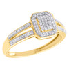 10K Yellow Gold Diamond Octagon Milgrain Split Shank Right Hand Ring 0.17 CT.