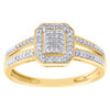 10K Yellow Gold Diamond Octagon Milgrain Split Shank Right Hand Ring 0.17 CT.