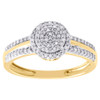 10K Yellow Gold Cluster Diamond Double Circle Right Hand Cocktail Ring 0.25 CT.