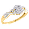 10K Yellow Gold Cluster Diamond Braided Shank Right Hand Cocktail Ring 0.10 CT.