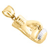 10K Yellow Gold Two Tone Diamond Cut Boxing Glove Pendant 1.4" Closed Back Charm