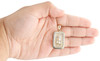 10K Yellow Gold Two Tone Diamond Cut Jesus Face Square Frame Pendant 1.6" Charm