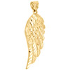 Real 10K Yellow Gold Diamond Cut Texture Mini Angel Wing Pendant Charm 1.70"