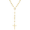 Real 10K Yellow Gold Virgin Mary Rosary Cross Diamond Cut 8mm Bead Necklace 28"