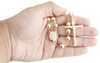 Echte 10 Karat Gelbgold Jungfrau Maria Rosenkranz Kreuz Diamantschliff 8 mm Perlenkette 28"