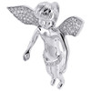 Diamond Angel Pendant 10K White Gold Round Pave Charm Set 0.50 CT.