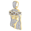 Diamond Jesus Piece Pendant 10K Yellow Gold Tear Drop Pave Charm 0.75 Tcw (1.5")