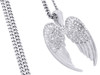 Mens Diamond Angel Wings Pendant .925 Sterling Silver Round Pave Charm 0.42 Ct