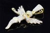 Round Cut 10K Yellow Gold 3D Cherub Angel Diamond Pendant Charm Jesus 1.42 ct.