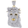 Mini Diamond Jesus Piece Solid Back Pendant Charm Face 10K Yellow Gold 2.40 Ct.