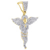 10K Yellow Gold Diamond Praying Angel Wing Pendant 1.70" Pave Charm 1.25 ct.