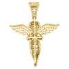 10K Yellow Gold Diamond Praying Angel Wing Pendant 1.70" Pave Charm 1.25 ct.