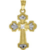 10K Yellow Gold Diamond Cut Cross Pendant 1.05Š— Textured Charm