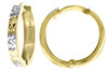 10K Yellow Gold Two Tone Diamond Cut Hinged Hoop 0.61" Fashion Earrings