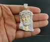 Mini Diamond Jesus Piece Solid Back Pendant Charm Face 10K Yellow Gold 5.50 Ct.