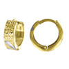 10K Yellow Gold Two Tone Diamond Cut Satin Finish Huggie Hoop 0.55" Fashion Earr