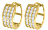 10K Yellow Gold Triple Row CZ Hinged Hoop 0.60" Fashion Earrings