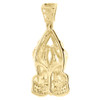 Diamond Praying Hands Pendant 10K Yellow Gold Round Pave Rosary Charm 0.26 Tcw.