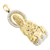 10K Yellow Gold Real Diamond Meditation Buddha Mudra Pendant 2.10" Charm 0.70 CT