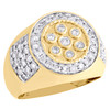 10K Yellow Gold Diamond Statement Pinky Ring Round Cut Bezel Top Band 1.49 CT.