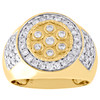 10K Yellow Gold Diamond Statement Pinky Ring Round Cut Bezel Top Band 1.49 CT.