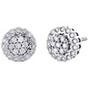 10K White Gold Real Diamond Circle Halo Sutds 9mm Flower Set Earrings 1/2 CT.