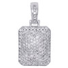 10K White Gold Real Diamond Pillow Dome Pendant 1.25" Men's Fancy Charm 1.65 CT.