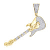 10K Yellow Gold Real Diamond Guitar 3D Custom Pendant 1.50" Pave Charm 0.40 CT.