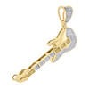 10K Yellow Gold Real Diamond Guitar 3D Custom Pendant 1.50" Pave Charm 0.40 CT.