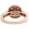 10K Rose Gold Brown Diamond Flower Set Double Halo Engagement Ring 0.75 CT.