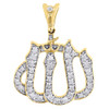 10K Yellow Gold Genuine Pave Round Diamond God Allah Arabic Pendant Charm 1/2 Ct