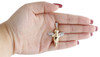 10K Yellow Gold Real Diamond 3D Praying Angel Cherub Pendant 1.75" Charm 0.19 CT