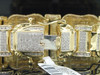 Mens 10K Yellow Gold Genuine Diamond Statement Fancy Link Pave Bracelet 4 CT.