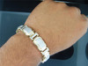 Mens 10K Yellow Gold Genuine Diamond Statement Fancy Link Pave Bracelet 4 CT.