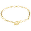 Bracelet à breloques fantaisie à maillons rolo en or jaune véritable 14 carats pour femmes 4 mm | 7"