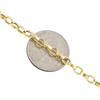 Pulsera con dije de barra de palanca elegante con eslabones rolo de oro amarillo real de 14 k para mujer, 4 mm | 7"