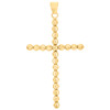 Real 10K Yellow Gold 4mm Diamond Cut Cross Beaded Moon Cut Pendant Charm 2.50"