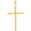 Real 10K Yellow Gold 4mm Diamond Cut Cross Beaded Moon Cut Pendant Charm 2.50"