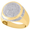 10K Yellow Gold Diamond Statement Pinky Ring Milgrain Dome Tier Pave Band 1/2 CT