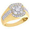 14K Yellow Gold Genuine Diamond Cluster Statement Pinky Ring 14mm Band 1.50 CT.